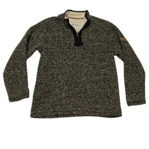 Orvis Tweed Sherpa Lined Pullover Sz M Gray 1/4 Zip Fishing Long Sleeve Mens